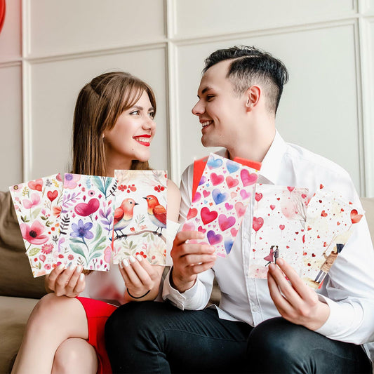Valentine's Day Guest Napkins Watercolor Hearts Flowers 2 Ply Disposable