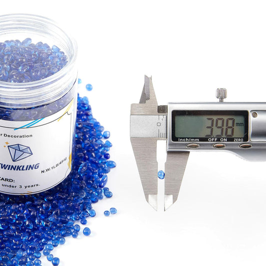 TWINKLING Fire Glass Stones 3-6mm 1lb Jar Cobalt Blue High Luster