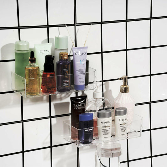 NDWLNYDM 2pc Acrylic Wall Mount Shower Shelves with Adhesive Tape Clear