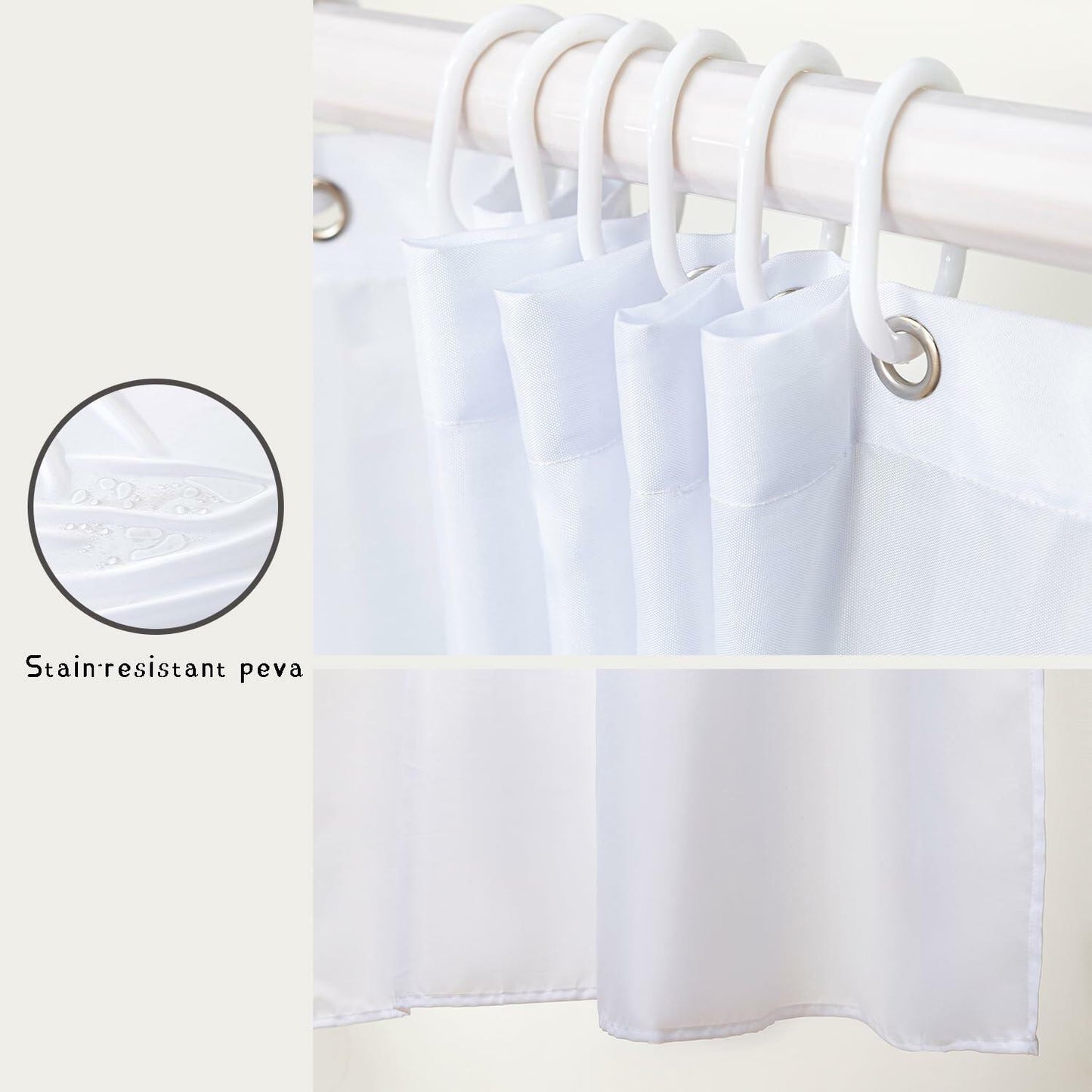 AILONEN 3D Printed White Kitten Shower Curtain 72x84 Blue Pink Floral Hooks