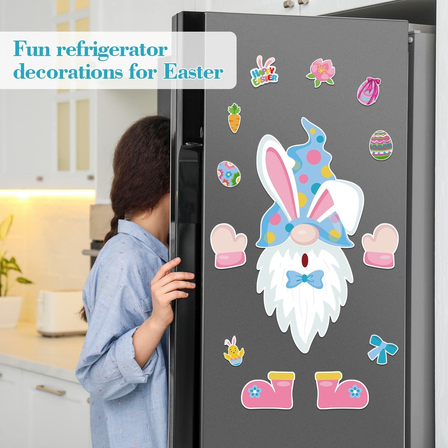 Weewooday 14pcs Easter Gnomes Refrigerator Magnets Multicolor Holiday Set