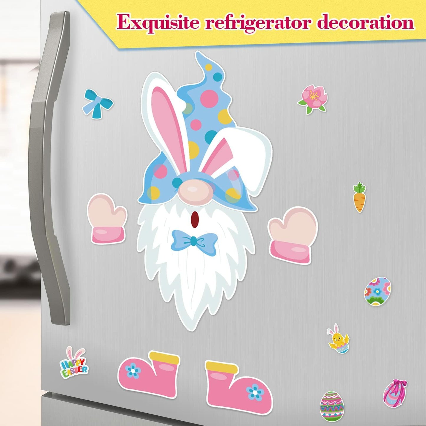 Weewooday 14pcs Easter Gnomes Refrigerator Magnets Multicolor Holiday Set