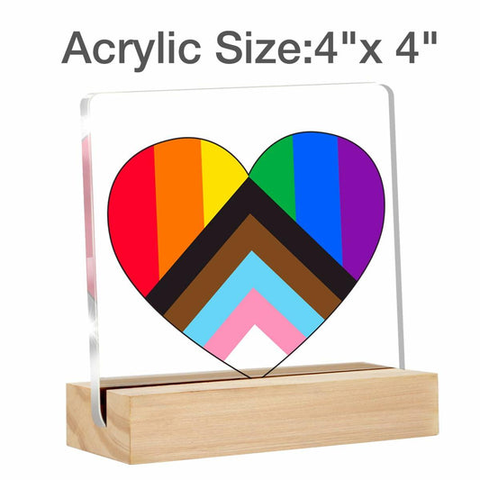 Gay Pride Acrylic Desk Sign with Stand Clear LGBT Equality Plaque