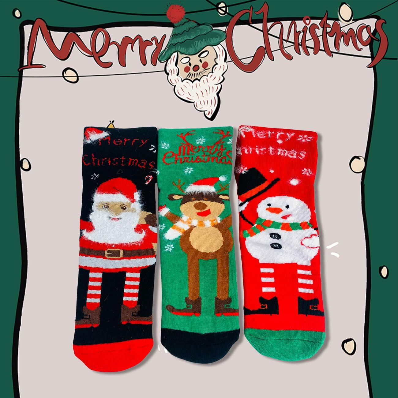 KKVXVEUQZ Men's Premium Cotton Christmas Socks 3 Pack