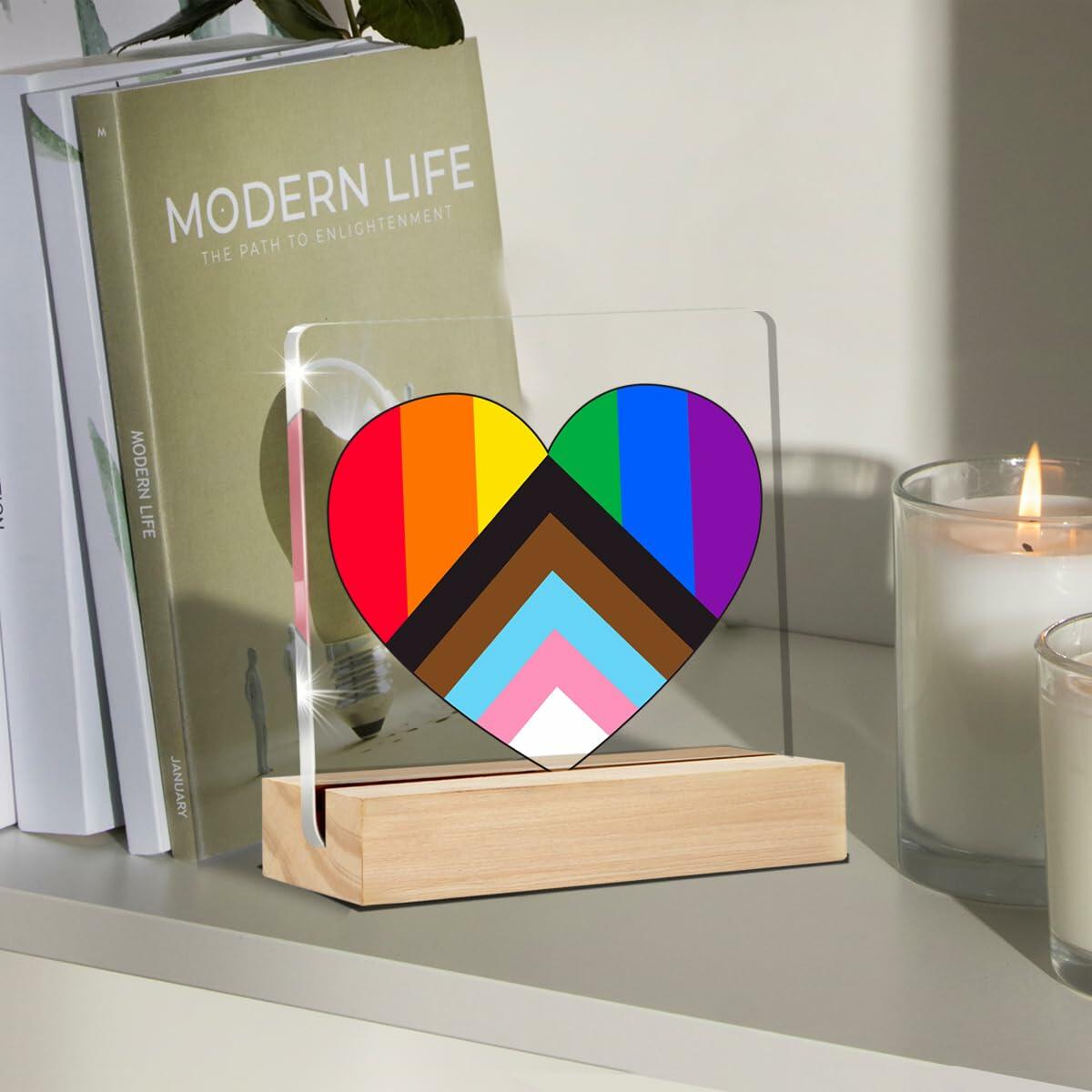 Gay Pride Acrylic Desk Sign with Stand Clear LGBT Equality Plaque