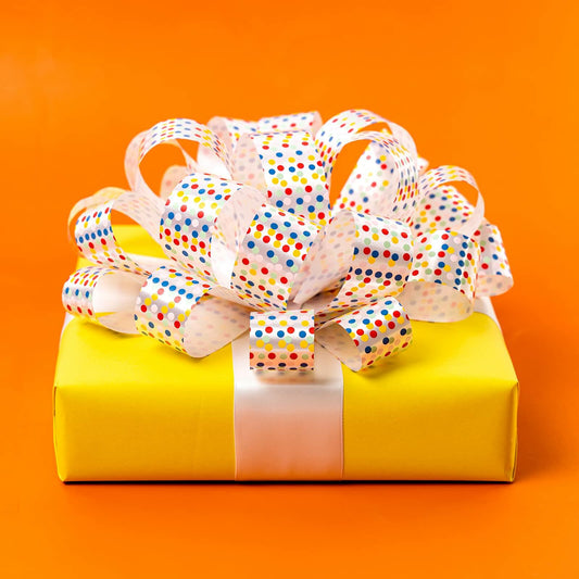 MAYPLUSS 8" Pink Dot Foil Shine Gift Bow, 1 Count