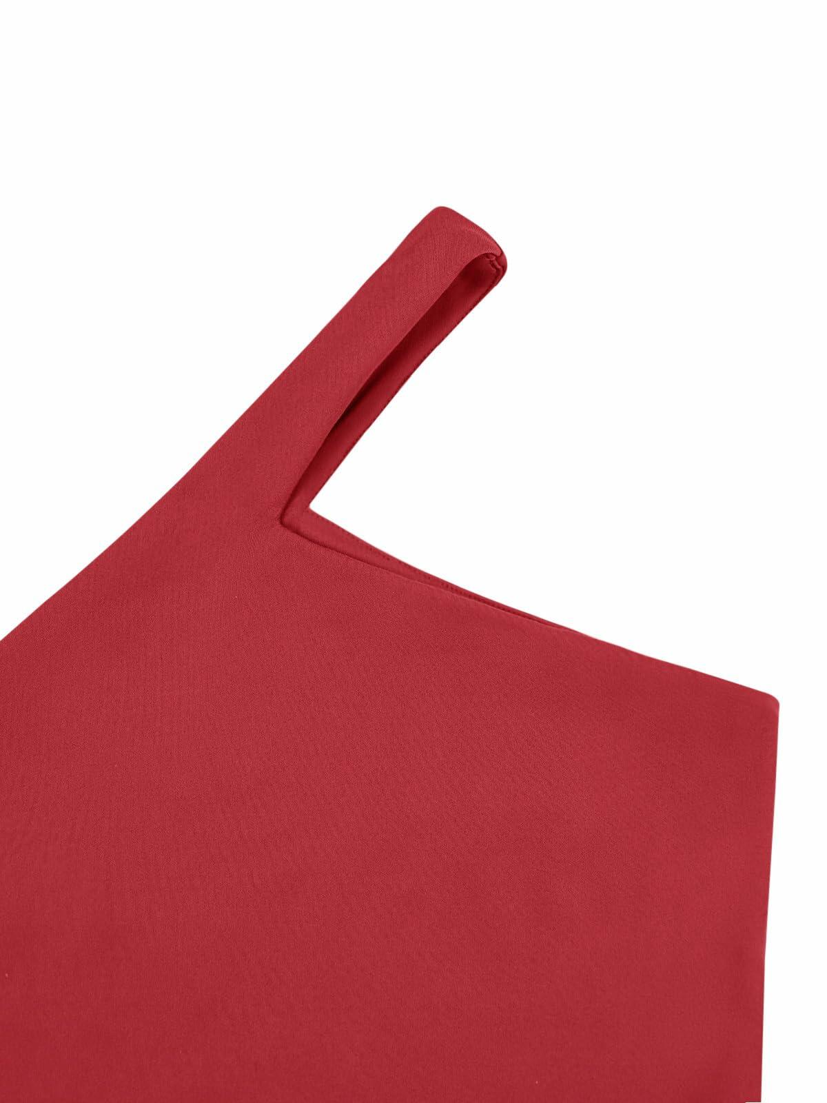 LASLULU Sports Bra Sleeveless Sexy Summer Tank Top Longline Red Size XXL