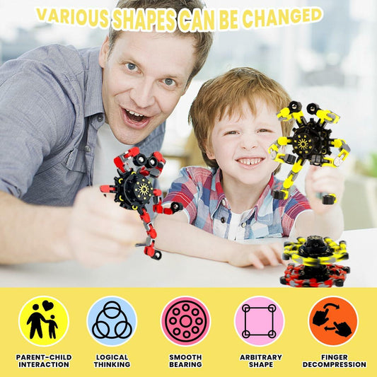 Deformation Fingertip Decompression Mechanical Gyroscope DIY Chain Red+Yellow