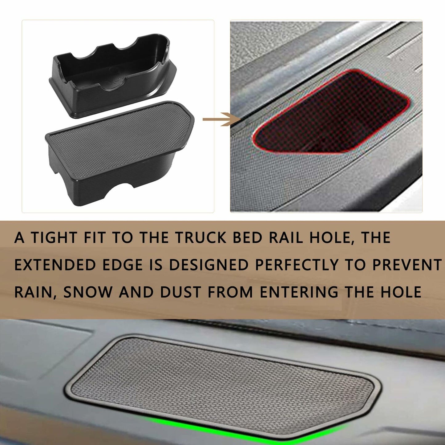 2pcs Stake Pocket Bed Rail Caps for 14-18 GMC Chevrolet Silverado 1500 Rear