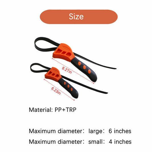 Jalnatee Strap Wrench Set Adjustable Rubber Oil Filter Wrench 4in 6in 2pcs