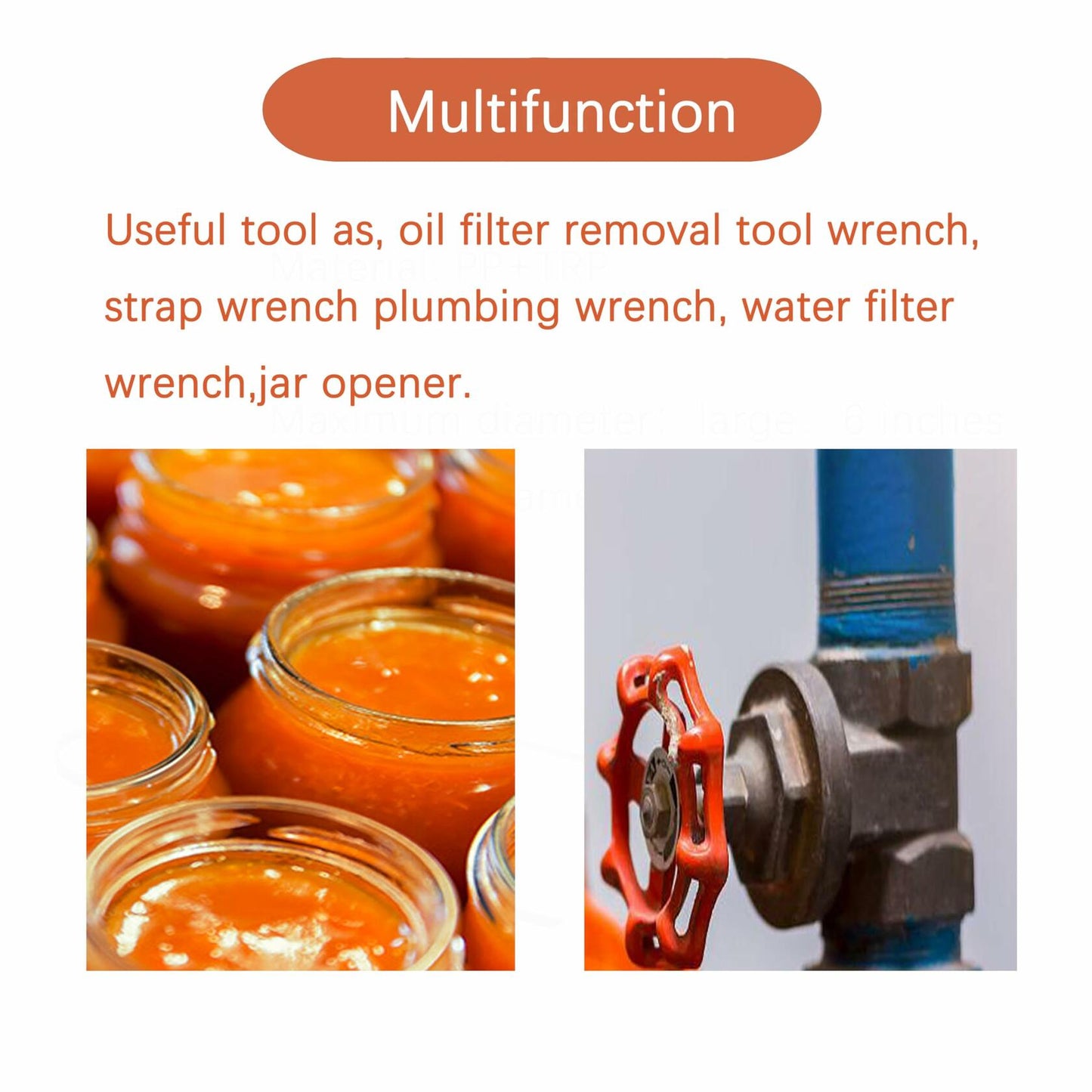 Jalnatee Strap Wrench Set Adjustable Rubber Oil Filter Wrench 4in 6in 2pcs