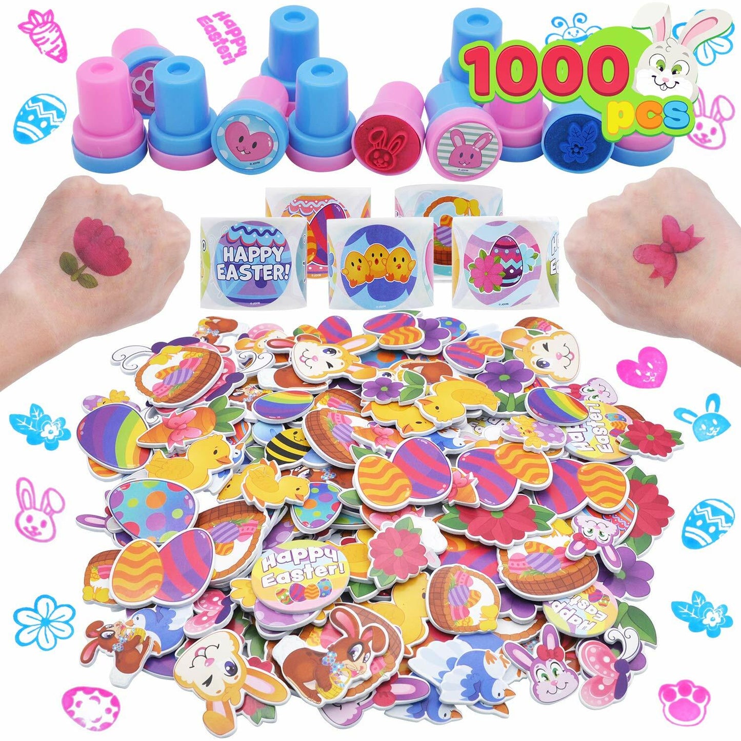 JOYIN 1000 Easter Arts & Crafts Kit with Stickers, Stampers, Tattoos