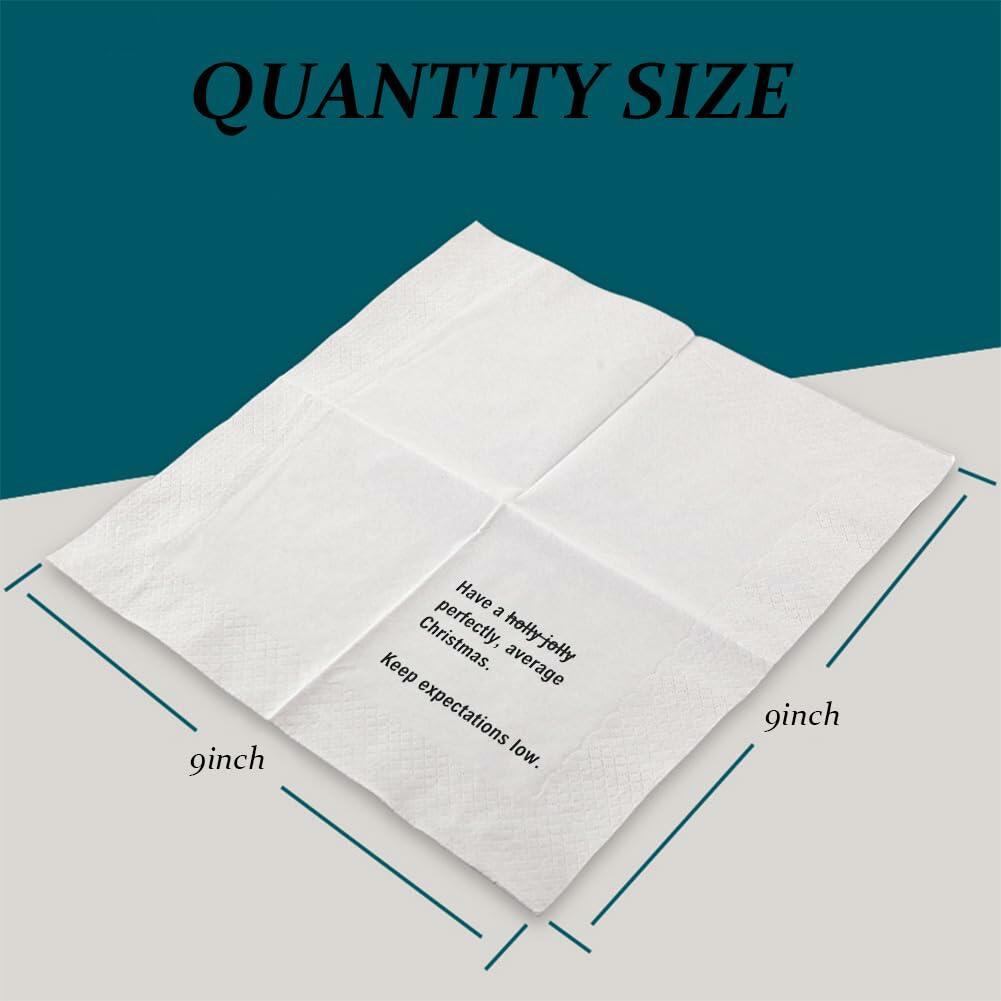 VOWFOO Funny Christmas Quotes Cocktail Napkins 4.5x4.5 2-ply 100pcs