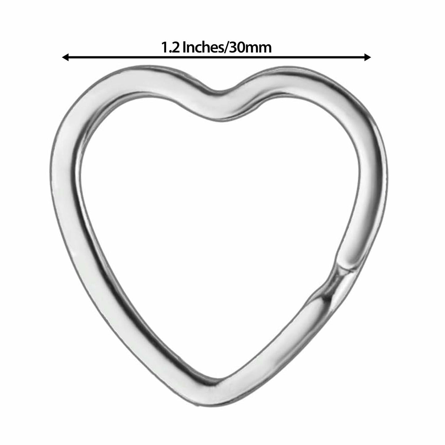 Mandala Crafts 1.2" Silver Heart Metal Key Rings 25 Count