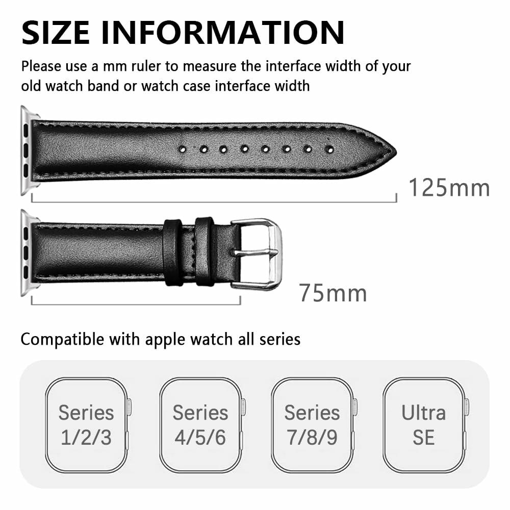 Narako Leather Apple Watch Band Compatible 41-49mm Series 9/SE Bicolor