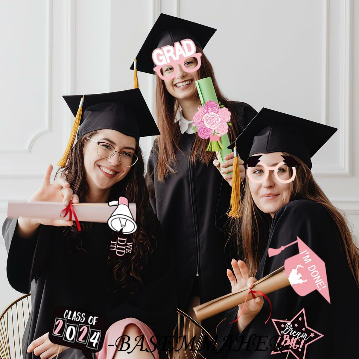 Graduation Photo Booth Props 24Pcs Party Supplies 2024 Class Congrats Grad
