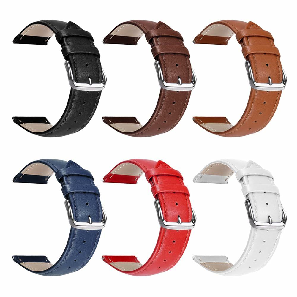 Narako Genuine Calf Leather Watch Band Stainless Steel Buckle 24mm Light Brown