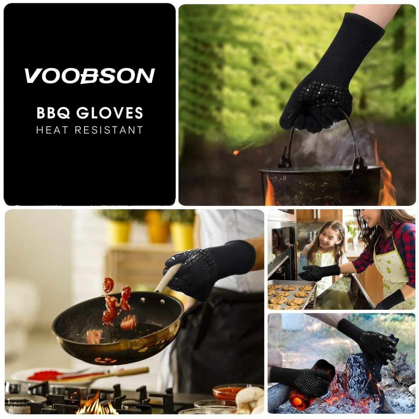 VOOBSON Grill Scraper Stainless Steel Extended Handle Bottle Opener Gloves