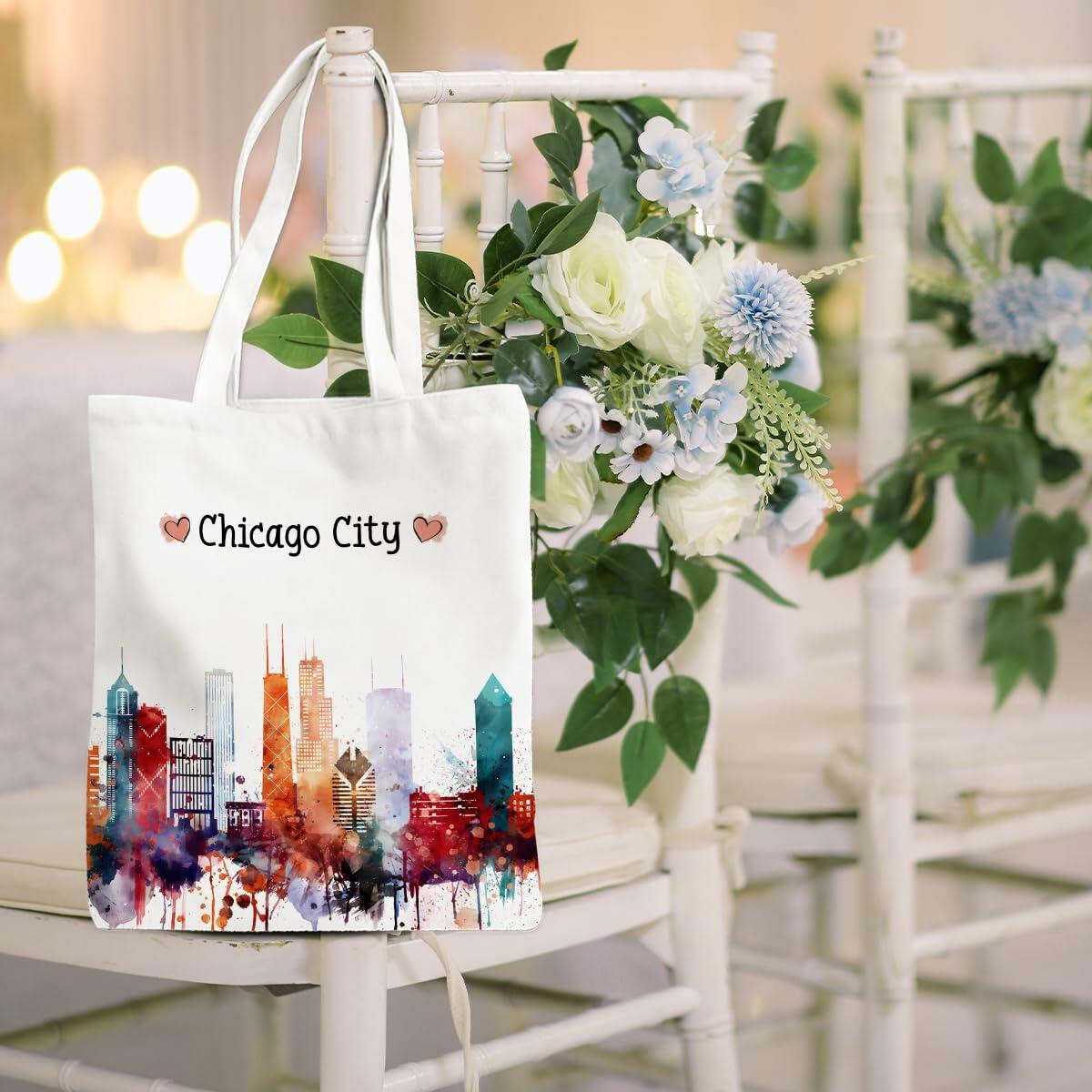 EIXU Chicago Souvenirs Girls Trip Tote Bag Reusable Beach Bag Multi