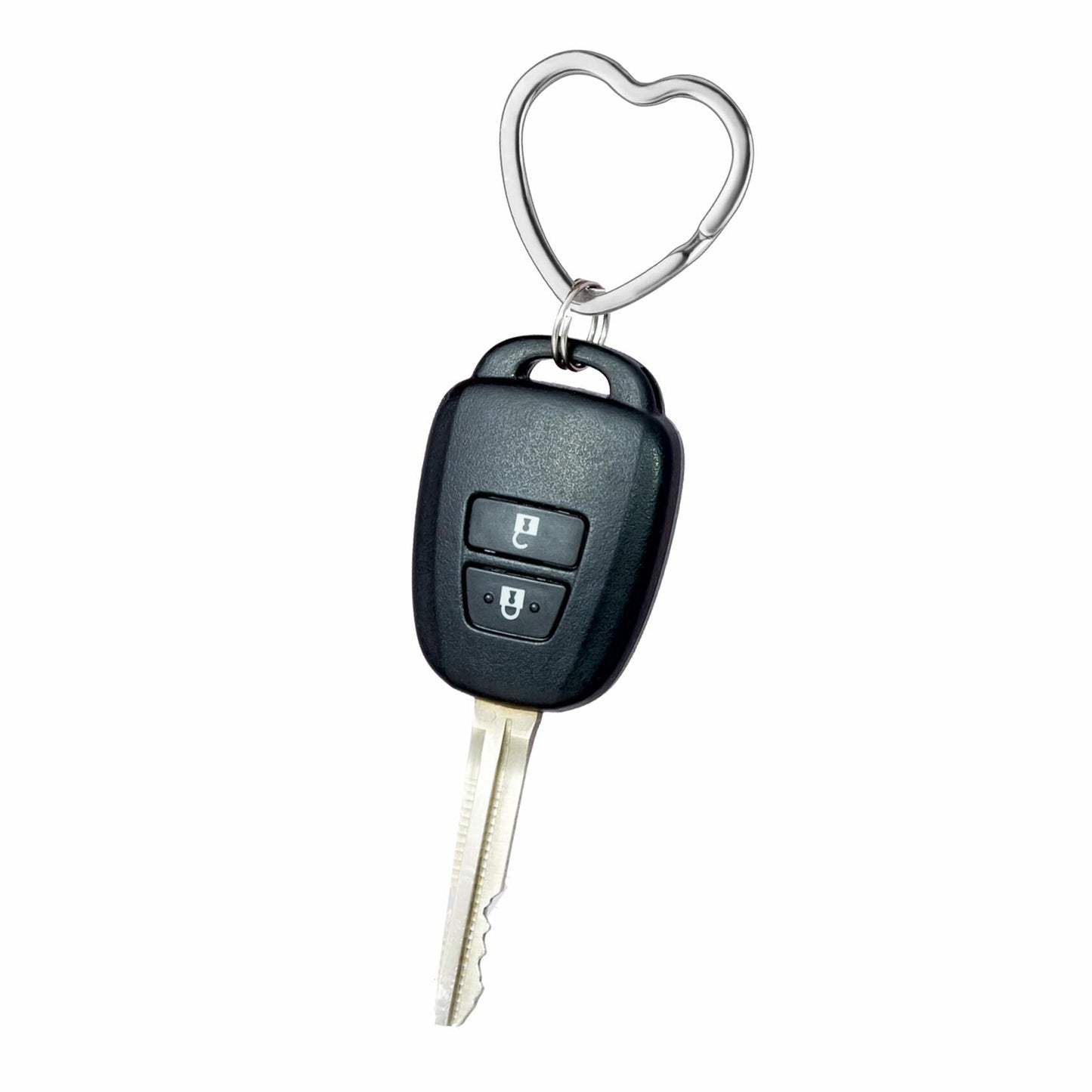 Mandala Crafts 1.2" Silver Heart Metal Key Rings 25 Count