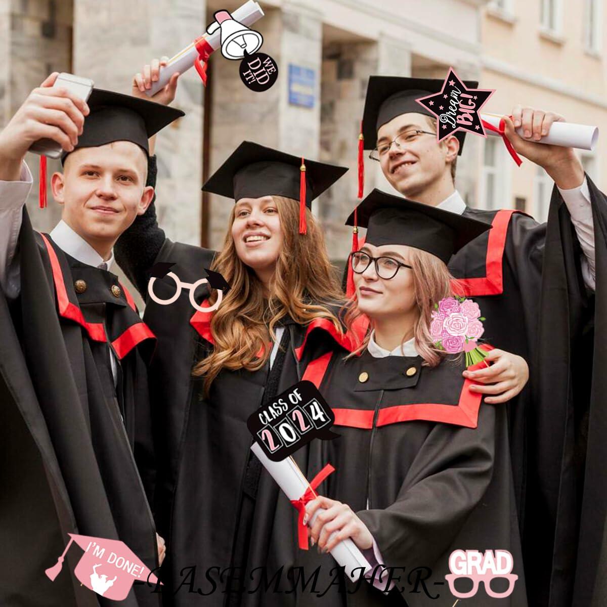 Graduation Photo Booth Props 24Pcs Party Supplies 2024 Class Congrats Grad