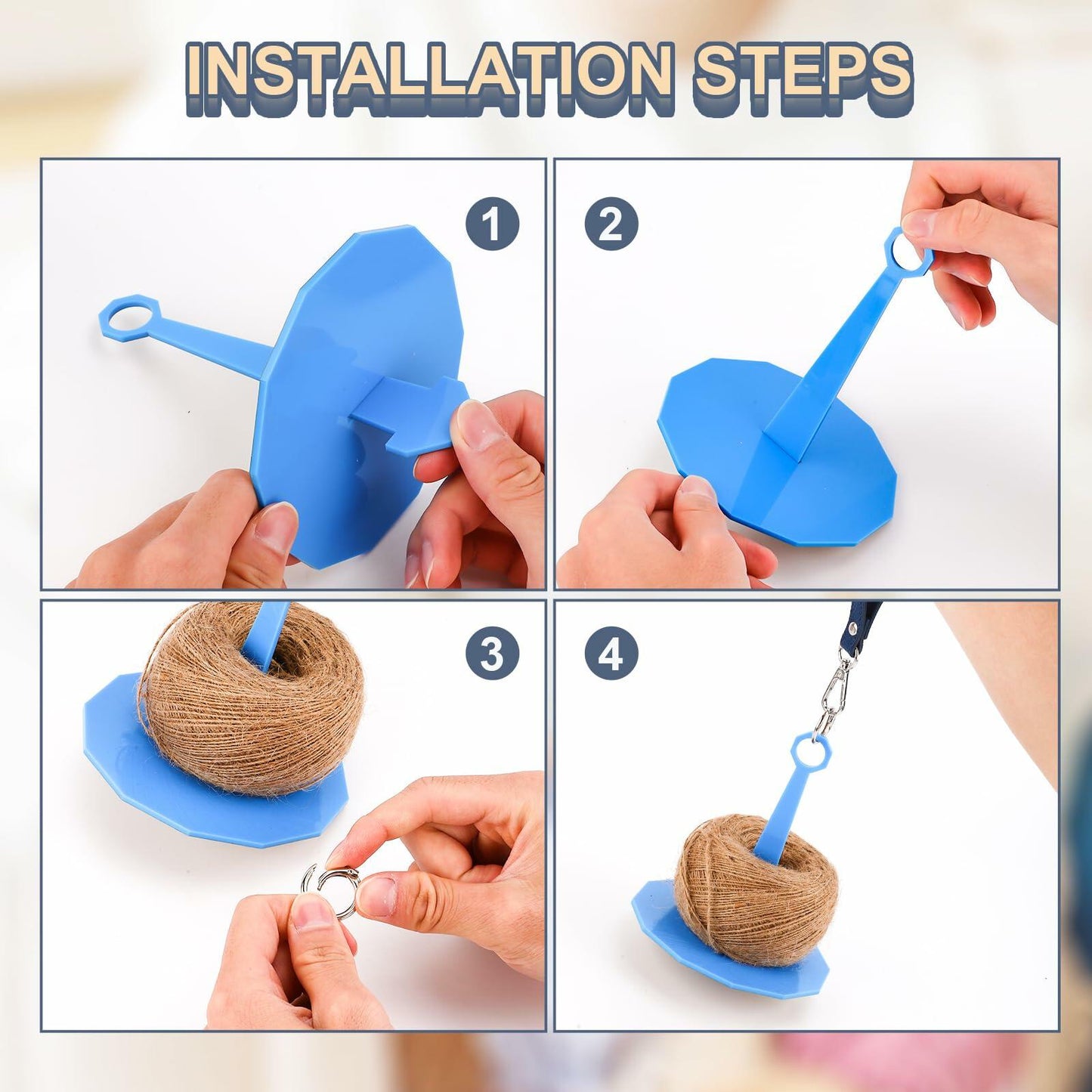 Portable Wrist Yarn Holder with Leather Strap Yarn Ball Organizer Blue