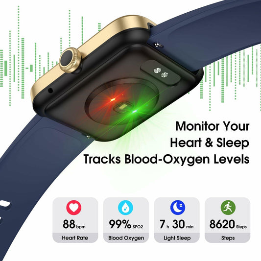 TYKOIT Smart Watch 45mm Touchscreen Heart Rate Blood Oxygen Sleep Black