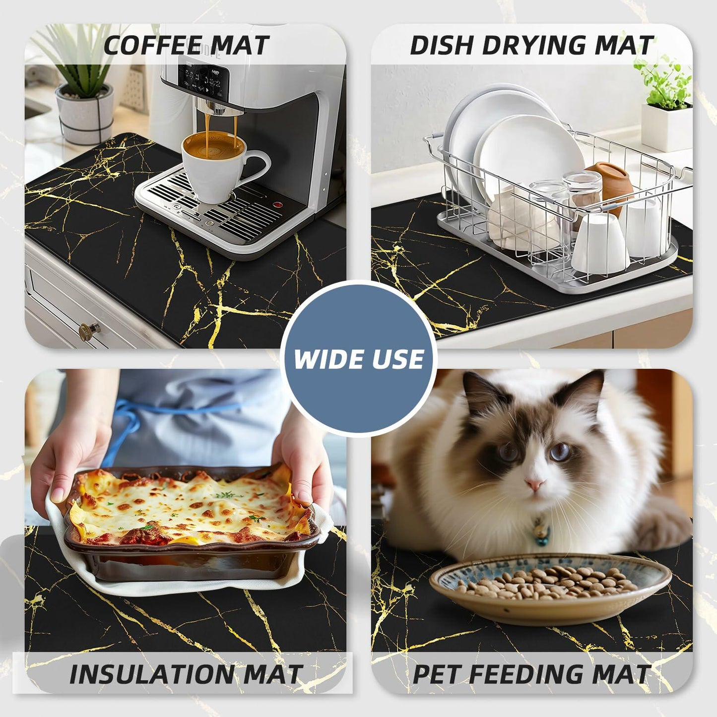 MEWOOCUE Leather Diatomite Dish Drying Mat Large 12x20 Kitchen Coffee Mat