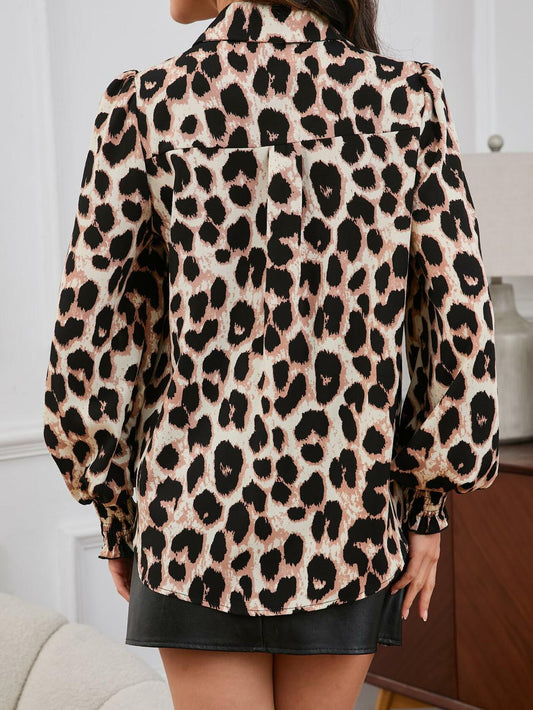 SweatyRocks Women's Leopard Print Button Front Blouse Top Size X-Small