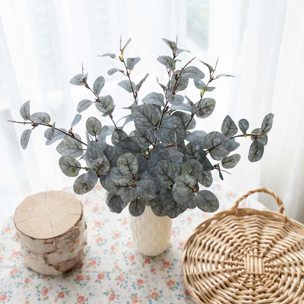 KIRIFLY 10pcs Fake Eucalyptus Stems Indoor Greenery Décor Green