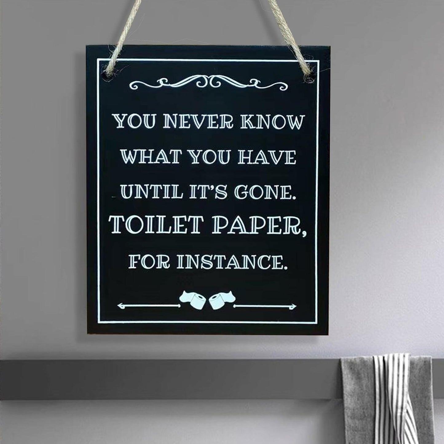 ARTAWEIN Bathroom Rules Wall Art Sign Rustic Humorous Decor