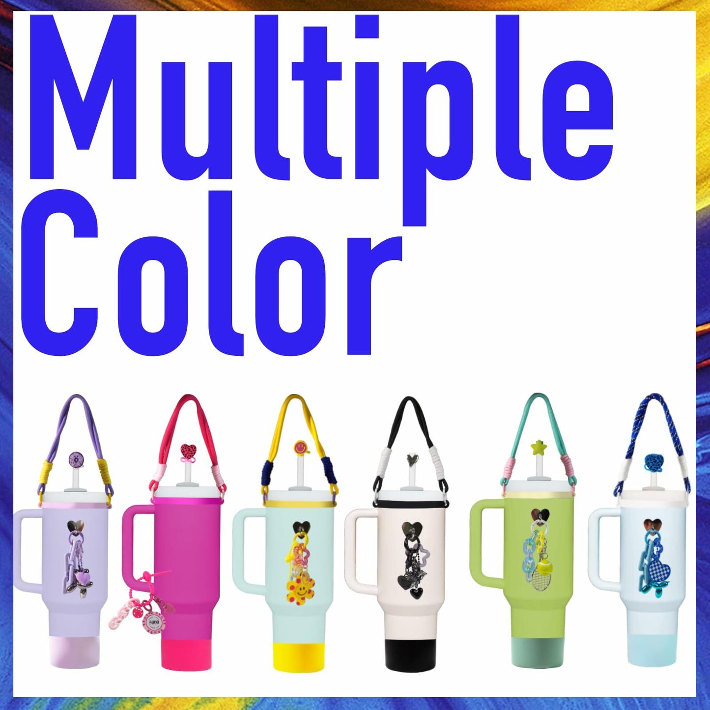 Stanley Cup Accessories Set Boot Handle Strap Straw Cover Charms Stickers