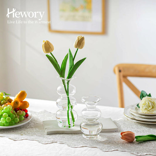 Hewory Glass Bubble Bud Vase Small Clear Glass Flower Vase for Single Stem