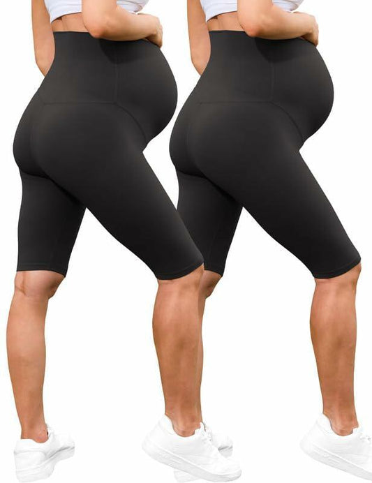 QoBexim Womens Maternity Yoga Shorts Over Belly Comfy Black Freesize