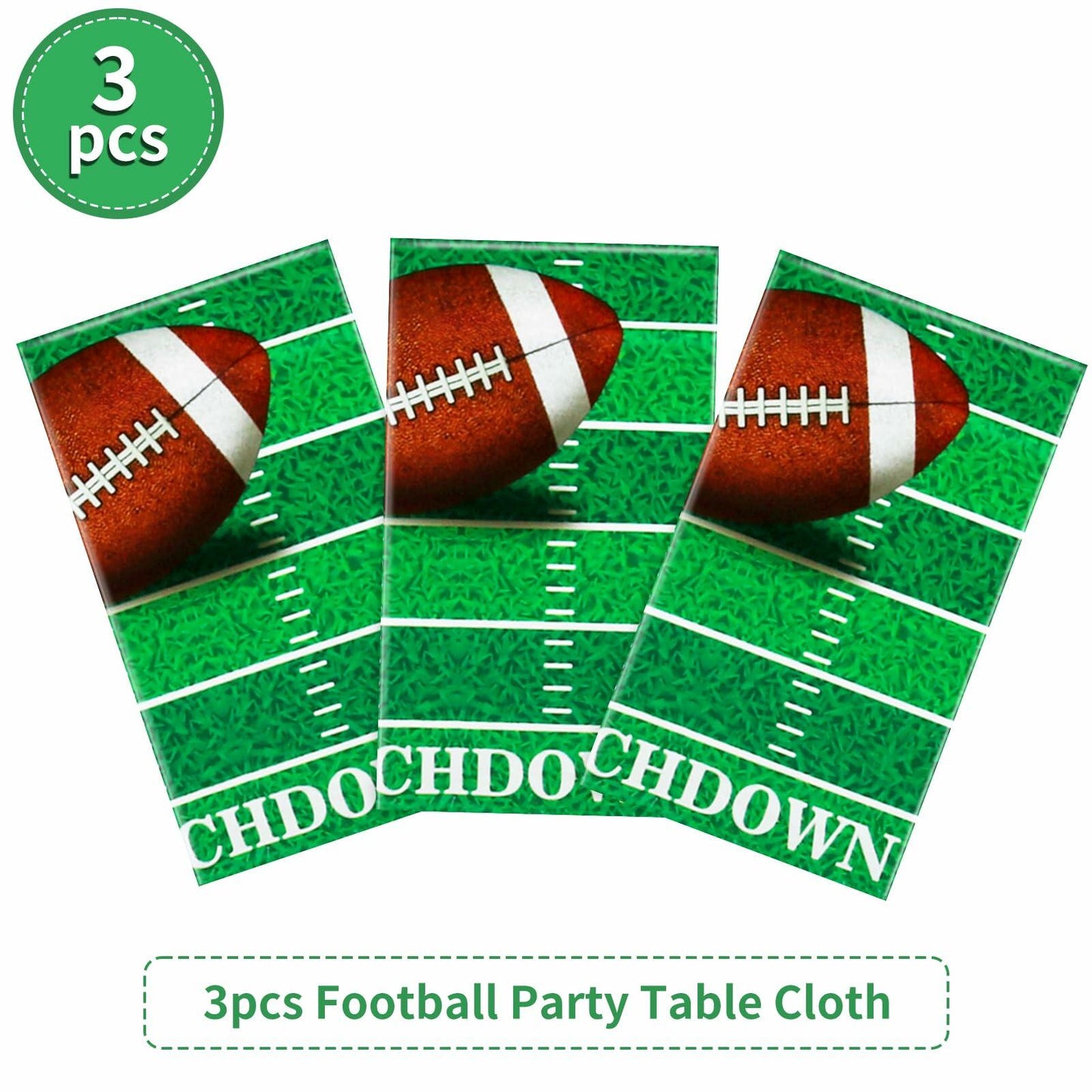 Hxezoc Football Tablecloth 54x108in 3 Pack Plastic Disposable Party Cover
