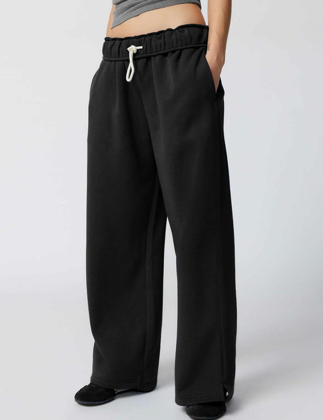 Kissonic Women’s Casual Baggy Fleece Sweatpants Drawstring Joggers Black Size S