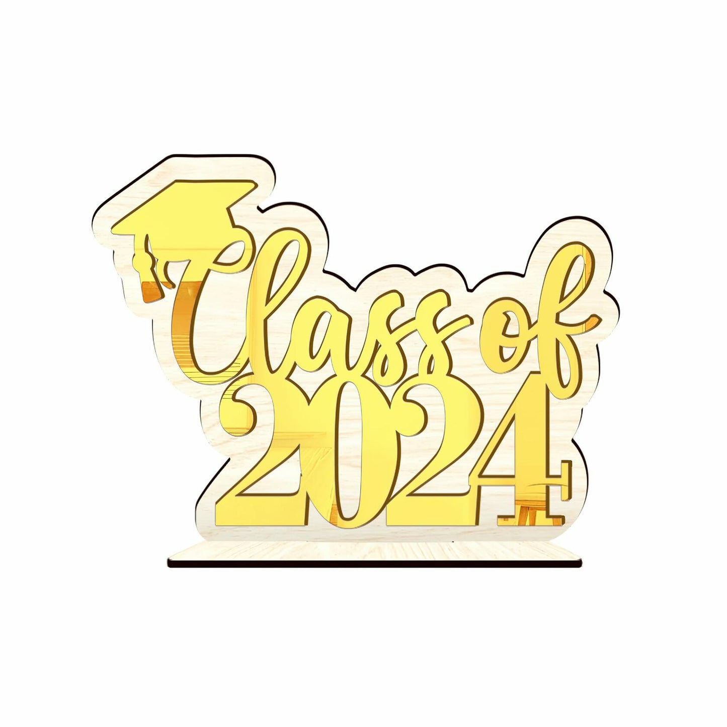Graduation Decorations Class of 2024 Gold Centerpiece Desktop Ornament