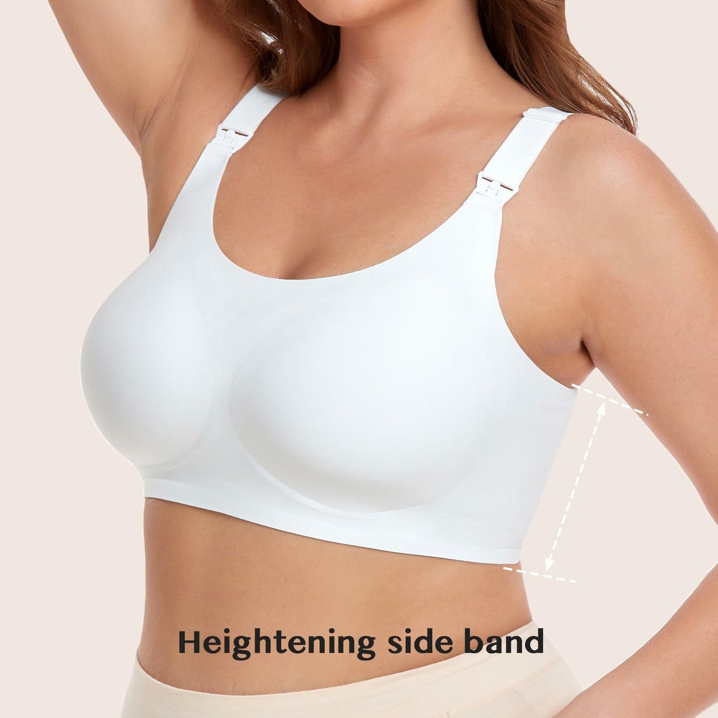 Gailife Nursing Bra Maternity Seamless Bralettes with Extenders White Size M