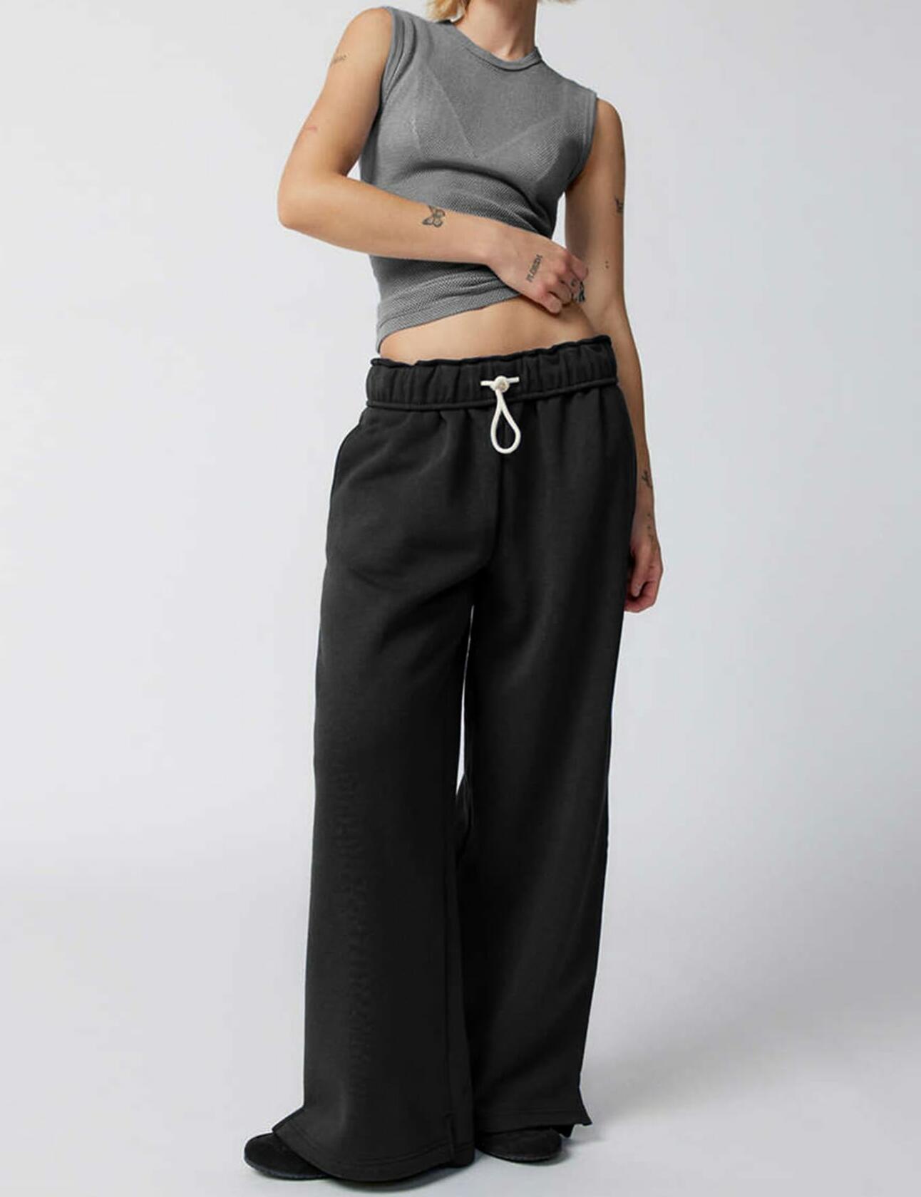 Kissonic Women’s Casual Baggy Fleece Sweatpants Drawstring Joggers Black Size S