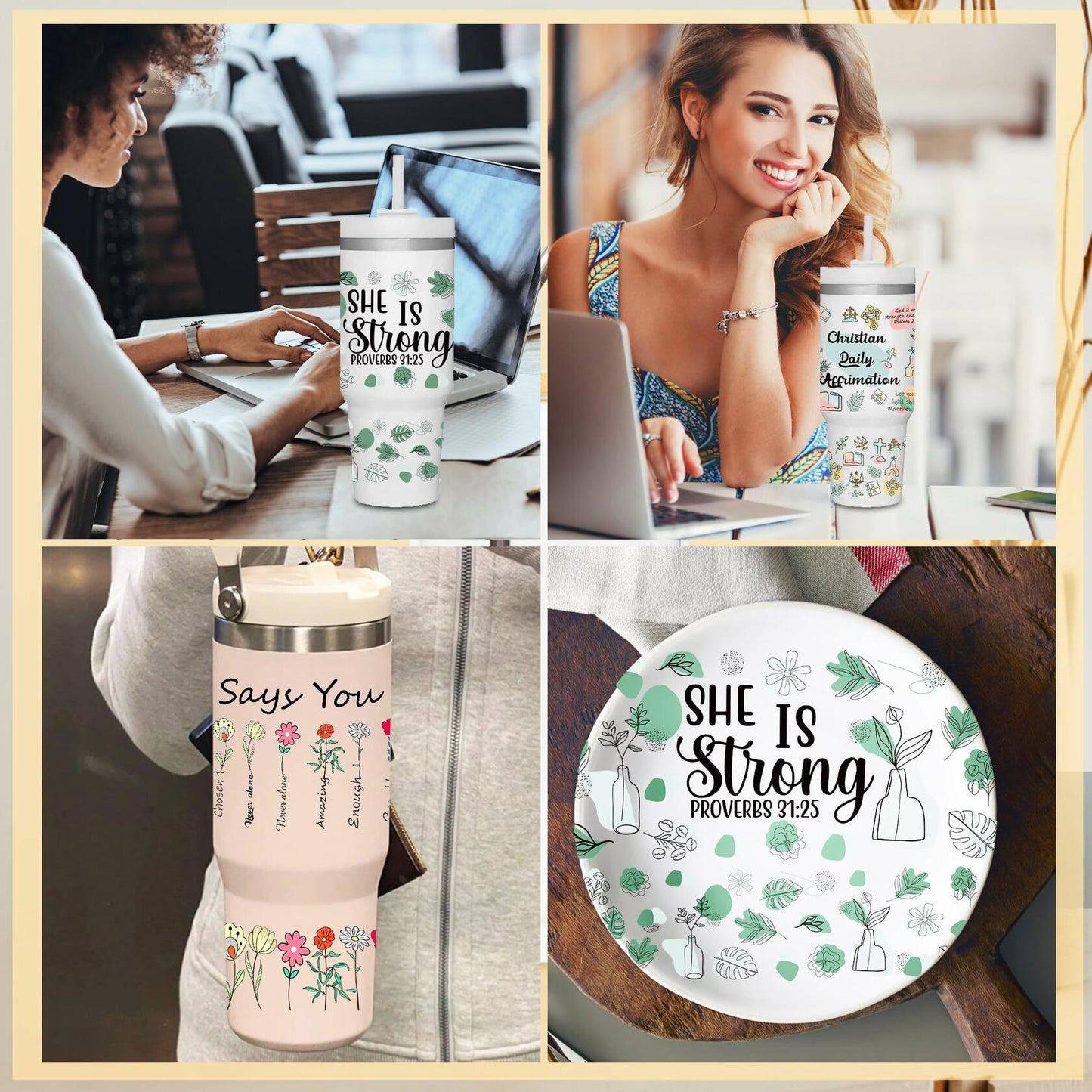 UV DTF Cup Wrap Transfer 6 Sheets Bible Verse Floral Waterproof 40oz Tumbler