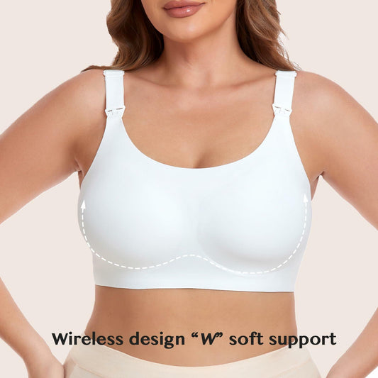 Gailife Nursing Bra Maternity Seamless Bralettes with Extenders White Size M