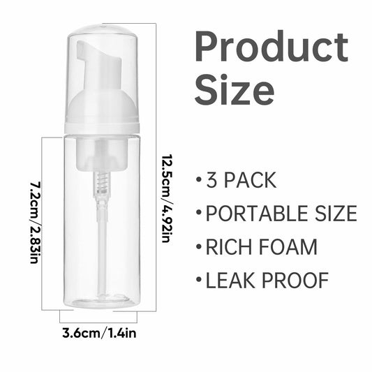 ZEYIYER 3PCS 1.7oz Foam Pump Bottle Travel Size 50ml Clear Dispenser
