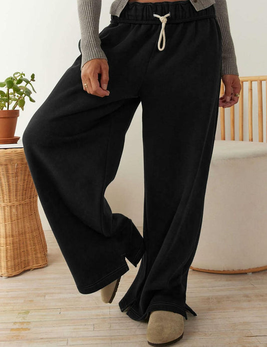 Kissonic Women’s Casual Baggy Fleece Sweatpants Drawstring Joggers Black Size S