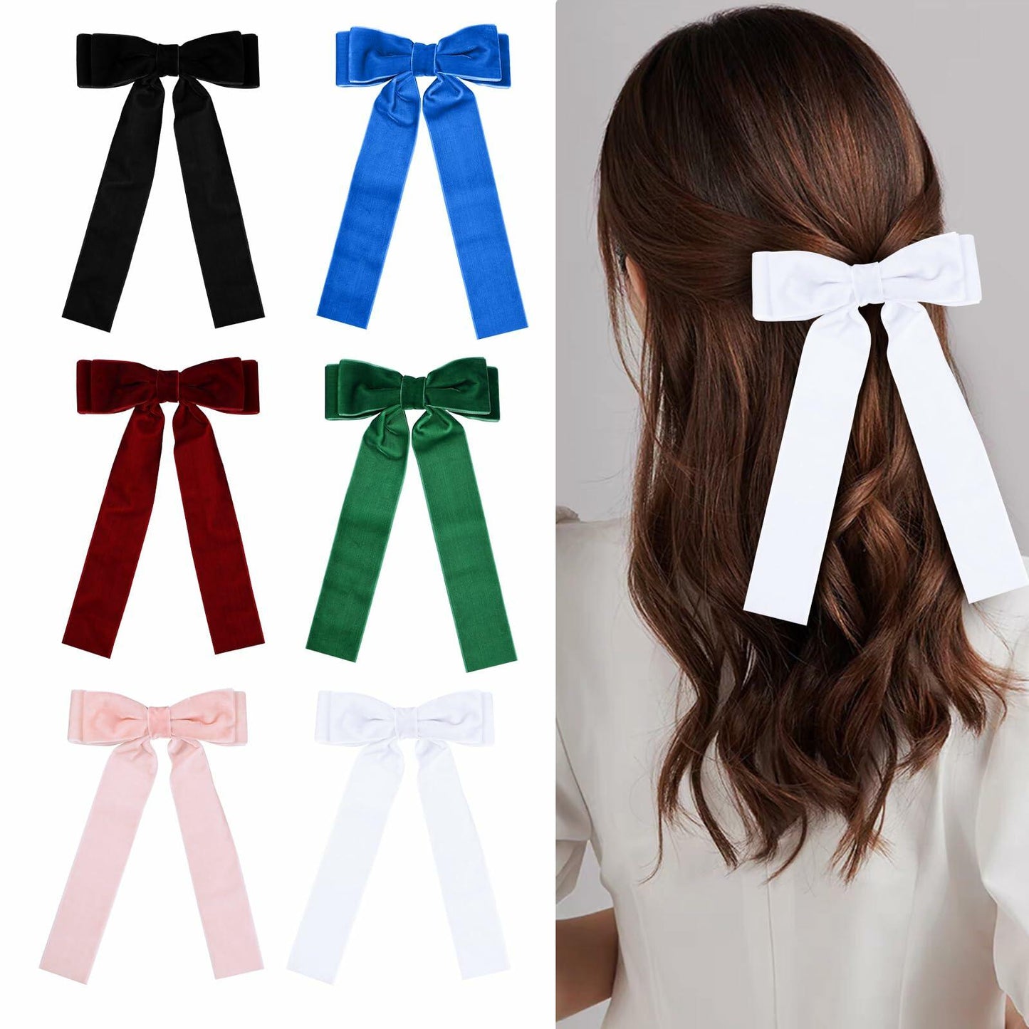 6 Colors Velvet Bow Hair Ties Hair Styling Accessories for Women Girls
