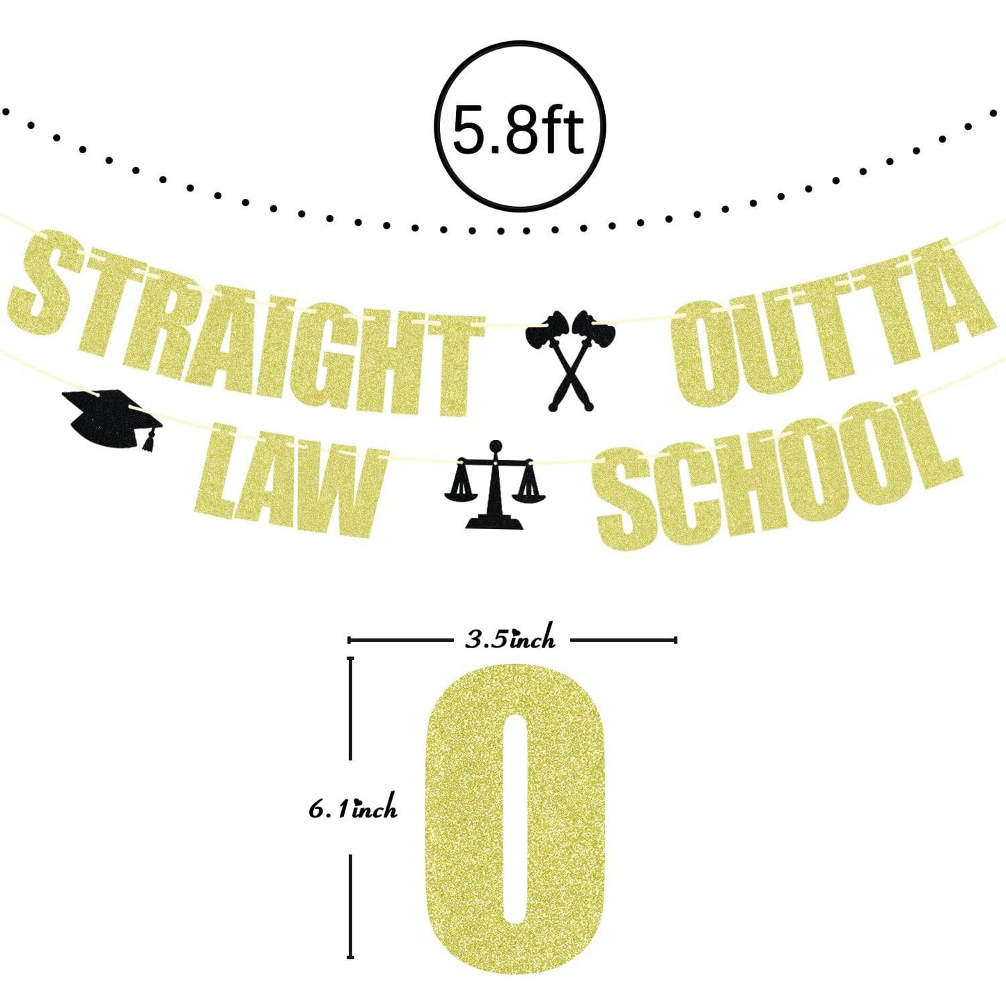 Straight Outta Law School Banner Graduation 2025 Glittery Congrats Lawyer