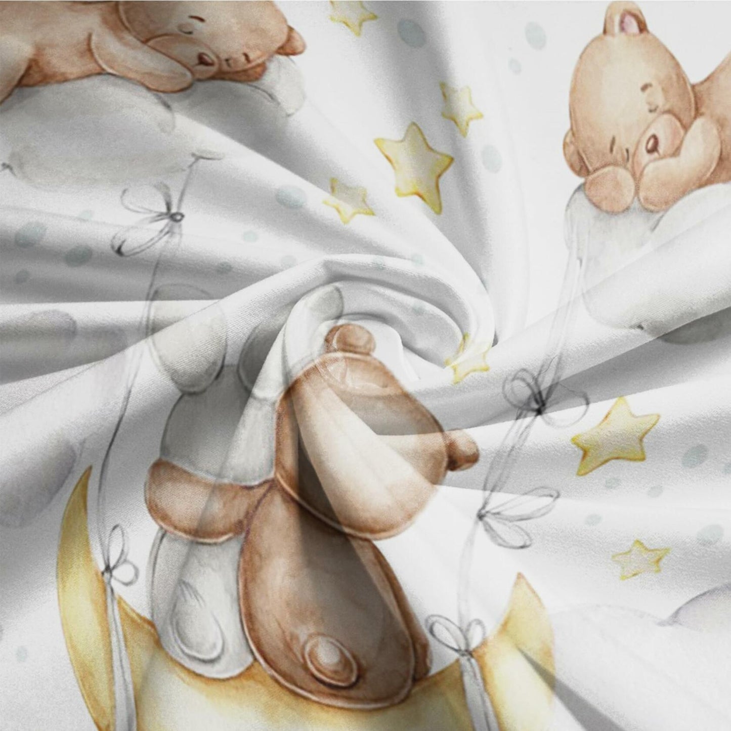 Baocicco 6ft Cartoon Bear Rabbit Round Backdrop White Clouds Watercolor