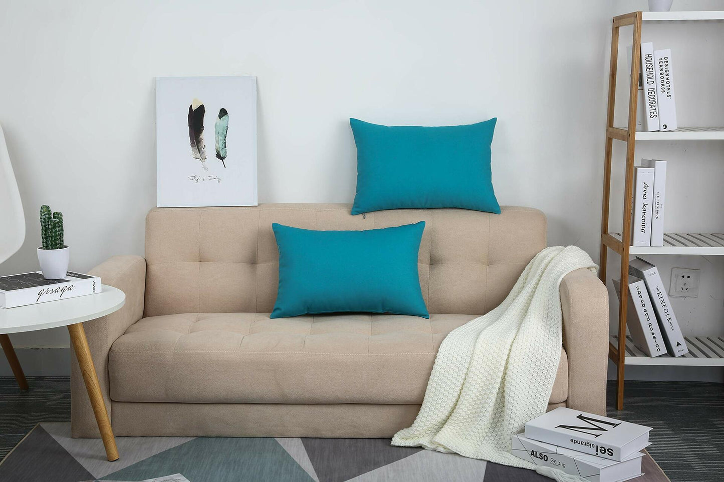 TangDepot Cotton Solid Throw Pillow Cover Coffee 12x18 1 Count