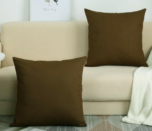 TangDepot Cotton Solid Throw Pillow Cover Coffee 18x18 1 Count