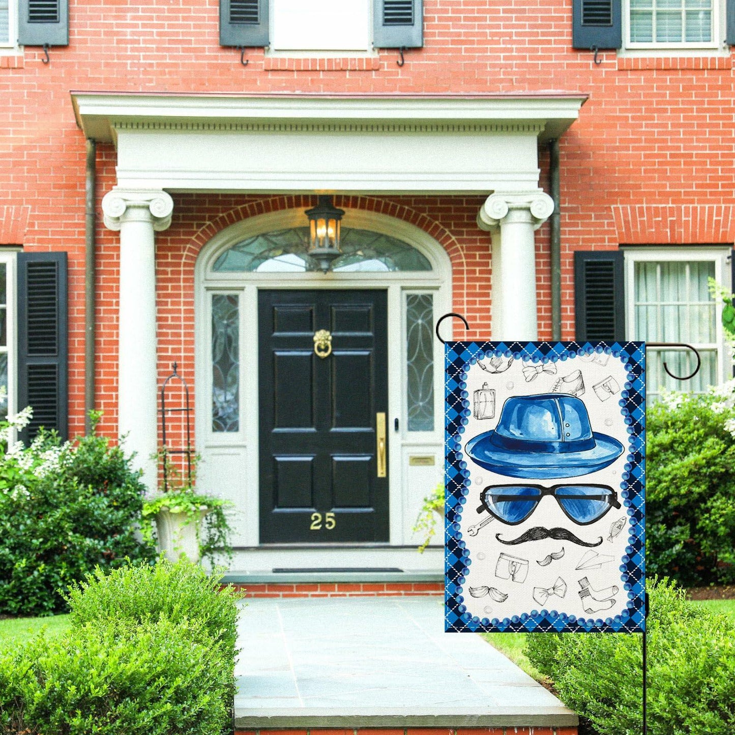 Linen Blue Fathers Day Garden Flag Double Sided 12.5x18 Inch