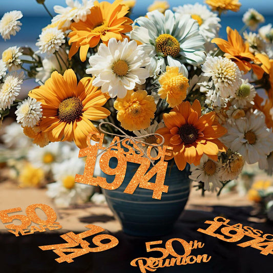 Balterever 24PCS 50th Class Reunion Tags Green Class of 1974 Party Decorations